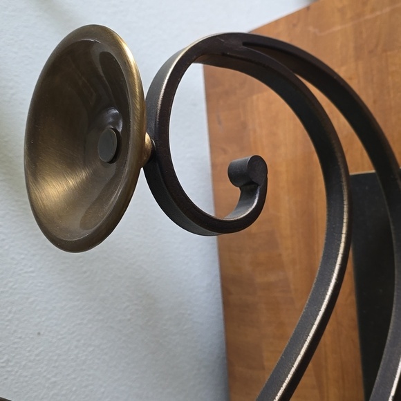 Three tier scroll bent iron/brass candle candelabra holder - Picture 7 of 8